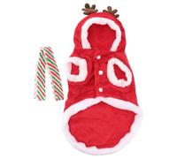 WATIIFUFU Ropa Navideña para Mascotas de Franela Capucha y Estampado de Alce, Abrigo Cálido para Perros y Cachorros en Otoño E Invierno, Fácil de Poner y Quitar
