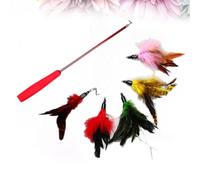 WATIIFUFU Set de 6 Varitas Extensibles Plumas para Gatos, Juguete Interactivo Que Atrae la Atención y Mejora el Cariño de Tu Mascota