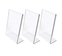 WATIIFUFU Soporte para Letreros Acrílico L en Forma de L 3 Piezas 100x150x2 Mm Transparente Base Ancha para Menús Oficina Restaurante Bar Exhibidor Sobremesa