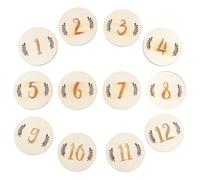 WATIIFUFU Tarjetas Mensuales para Bebés de Madera Juego de 12 Piezas Números Forma de Hojas Tarjetas de y Cumpleaños para Recién Nacidos Ideales para Fotografía y Seguimiento del