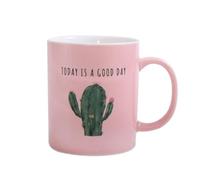 WATIIFUFU Taza de Cerámica Rosa Diseño de Cactus, Capacidad 300ml, Resistente al Calor y Mango Ergonómico para Café, Té en Casa u Oficina