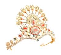 WATIIFUFU Tiaras de Novia Dorada Estilo Pavo Real Gemas de Imitación, Tiara para Mujer, Aleación de Zinc, Diseño Calado, Tocado para Boda y Ocasiones Obsequios