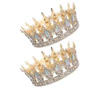 WATIIFUFU Tiaras de Novia Doradas Gemas de Imitación en Forma de Gota 2 Piezas Tocado para Boda y Fiesta Accesorio Ligero para Cabello Adecuado para Novias y Celebraciones Obsequios