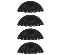 WATIIFUFU Tiradores de Cajón Vintage de Aleación Negra, 4 Piezas, Manijas de Metal para Muebles y Gabinetes, Perillas de Latón para Cocina, Puertas y Armarios, Diseño en Forma de Concha,