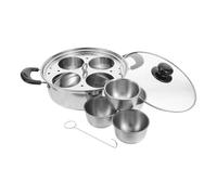 WATIIFUFU Vaporera para Huevos Escalfados de Acero Inoxidable con 4 Tazas Desmontables y Tapa, Cesta Versátil Antiadherente Adecuado para Cocinas Pequeñas y Brunch
