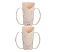 WATIIFUFU Vaso para Beber para Personas Mayores con Doble Asa Diseño Inclinado Antiderrames Plástico Beige 2 Unidades Taza Estable para Pacientes con Disfagia y Cuidado Hospitalario