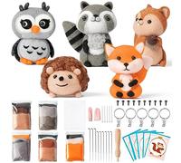 WATINC 25Pcs Woodland Animal Needle Felting Starter Kit de Entrada DIY Needle Craft Fieltro Herramienta Aguja Espuma Almohadilla Erizo Ardilla NOh Muñeca Lana Fiesta Suministros para Principiantes