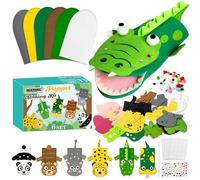 WATINC 6Pcs Hand Puppet Making Kit, Art Craft Felt Sock Puppet Toys, Creative DIY Make Your Own Pompoms Wiggle Googly Eyes Storytelling Role Play Party Supplies Gift for Girls Boys (Wild Animals B)
