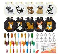 WATINC DIY Bordado de punto de cruz para niños, patrón de cachorro, juego de principiantes, con patrones e instrucciones, kit de punto de cruz, kit de iniciación de costura, con instrucciones (idioma