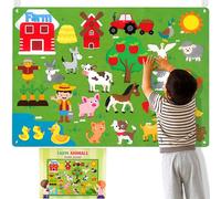 WATINC Felt Farm Story Board Set 3.5Ft 38Pcs Preescolar Animales domésticos Cuentacuentos Tablero de franela Ganadería Juguetes educativos Regalo de cumpleaños para niños pequeños