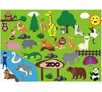 WATINC Fieltro Storyboard Zoo 42p 3.5Ft Preescolar Wild Jungle Animals Storytelling Franela Tablero Safari Animales Aprendizaje temprano Kit de Juego Educativo Colgante Juguetes