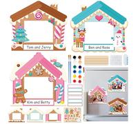 WATINC Kit de manualidades magnético para marco de fotos, 114 calcomanías de madera de Navidad, regalos para actividades de fiesta, bricolaje, tus adornos colgantes para la escuela y el hogar