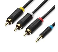 Watio Wave Cable audio - cable estéreo jack 2.5mm a 3xRCA, 1.5m de longitud, color negro, ideal para conexiones de audio en dispositivos multimedia.*