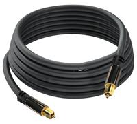 WatioWave Cable Óptico TOSLINK Pro Series (3 metros) para audio estéreo Dolby Digital y DTS. Conectores TOSLINK Macho en ambos extremos, color negro.