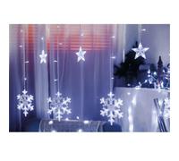 WatioWave Cortina LED 3,5m con estrellas y copos de nieve, 8 funciones de luz fría, IP44, ideal para decoraciones navideñas y eventos festivos.