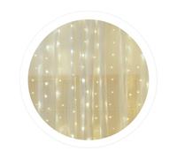 WatioWave Cortina LED luminosa 1x1.2m, luz fría, ideal para decoraciones festivas y ambientación de espacios.