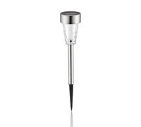 WatioWave Estaca solar fría de inox con difusor de vidrio de 37 cm, ideal para iluminar jardines y áreas exteriores.