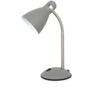 WatioWave Flexo de sobremesa E27 gris mate, con diseño moderno, luz ajustable y base estable, ideal para iluminar espacios de trabajo y lectura.