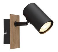 WatioWave Foco de techo LED 1xGU10 35W IP20, acabado en madera y negro, ideal para iluminación decorativa en interiores.