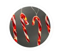 WatioWave Guirnalda de bastones de caramelo LED a pilas 1,2m, ideal para decoraciones navideñas y festivas, crea un ambiente acogedor y alegre.