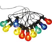 WatioWave Guirnalda de luces de cadena IP44, bombillas multicolor, 7.5m, ideal para decoración de exteriores y eventos festivos.