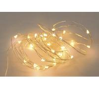 WatioWave Guirnalda LED cálida de alambre 4,9m a pilas, ideal para decoraciones festivas y ambientes acogedores.