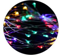 WatioWave Mini guirnalda LED RGB 5m con mando a distancia, alimentada por 3 pilas AA, ideal para decoración en fiestas y ambientes.