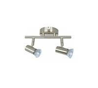WatioWave Regleta orientable de 2 focos GU10 en níquel, ideal para iluminación focalizada en espacios interiores.