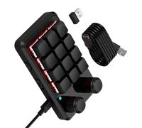 Watreketal 12 teclados macros ergonómicos para juegos con luces RGBs, dos perillas de control y conexión por cable, teclados mecánicos personalizados