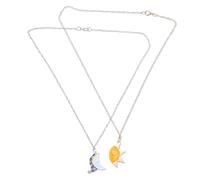 Watreketal 2 collares con colgante de símbolo de amor para el día de San Valentín o aniversarios, sol y luna, 2 unidades