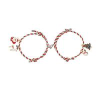Watreketal 2 pulseras elásticas con dije de Navidad, árbol de Navidad, muñeco de nieve, Papá Noel, pareja, correa de mano magnética para parejas, mujeres y hombres, talla única, como se describe