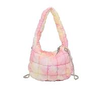 Watreketal Bolso de mensajero coreano de moda y bolso de lujo para mujer, de nailon, teñido anudado, tela de rombo bordada con cadena y correa para el hombro para mujer, Polvo de color, One Size