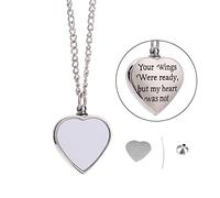 Watreketal Colgante de corazón hecho a mano, joyería de cremación, joyería de sublimación, collar de urna para cenizas, recuerdos, colgante conmemorativo, joyería de sublimación en blanco con cadena