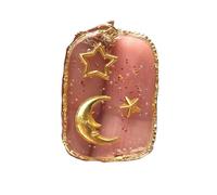 Watreketal Colgante de cristal transparente con estampado de sol, luna, estrella, amor, longitud ajustable, cadena para el cuello para uso diario y fiesta, transparente con estampado de vidrio