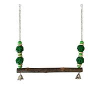 Watreketal Columpio para pájaros con cuentas de ratán, puente oscilante de madera para periquitos, juguete para jaula de pájaros