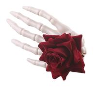 Watreketal Diadema, clip para el pelo de flores de Halloween para mujer, horquilla grande de esqueleto para el pelo femenino, gótico, rosa, clip lateral, tocado de vacaciones