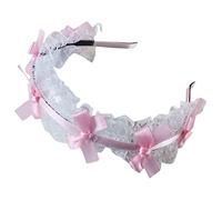 Watreketal Diadema de encaje de malla para niñas, diadema con lazo, diadema novedosa, tocado de sirvienta, anime, cosplay, adornos para el cabello, adornos de encaje para el pelo, tocado de cosplay de