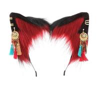 Watreketal Diadema de felpa con orejas de gato con decoración étnica para entusiastas de las películas, para adultos y adultos