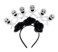 Watreketal Diadema de flores y calaveras de imitación, diadema lateral delgada, para Halloween, para mujer, boda, fiesta, peinado, ligero