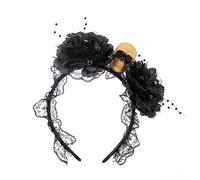 Watreketal Diadema de flores y calaveras de imitación, diadema lateral delgada, para Halloween, para mujer, boda, fiesta, fotografía, peinado
