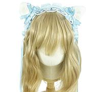 Watreketal Diadema delicada, elegante para orejas de gato, cordones plisados, con forma de aro para el pelo, para fiesta, cosplay, accesorios para la cabeza
