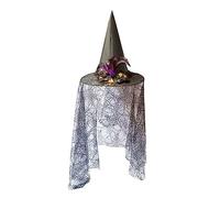Watreketal Diadema, disfraz de sombrero de bruja brillante para mujeres, hombres, adolescentes, para decoración de fiesta de Halloween, lentejuelas de tul con telaraña