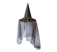 Watreketal Diadema, disfraz de sombrero de bruja brillante para mujeres, hombres, adolescentes, para decoración de fiesta de Halloween, lentejuelas de tul con telaraña