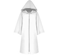 Watreketal Disfraz de mago para fiesta de niño y niña, vestido de manto de bruja, poncho de regalo para adultos, disfraz de monje con capucha, blanco, M