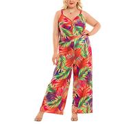 Watreketal Enterizo para mujer, manga de tiro alto, cuello en V, pierna ancha, pantalón largo, traje de fiesta, traje de juego de rol para mujer, color, 4X-Large