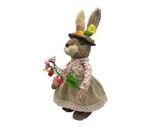 Watreketal Figura tejida a mano de liebre de pasto, adorno de liebre de Pascua para mesa, estantes, patios, decoración de vacaciones, jardín