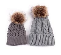 Watreketal Gorro de punto a juego para madres e hijos con múltiples opciones de color para protección contra el viento y mantiene el calor, gris, Talla única
