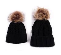 Watreketal Gorro de punto a juego para madres e hijos con múltiples opciones de color para protección contra el viento y mantiene el calor, Negro, Talla única
