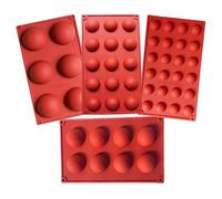 Watreketal Juego de 4 moldes redondos de silicona de media esfera para hornear mousse y chocolate, accesorios de cocina, moldes rectangulares para tartas