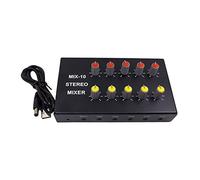 Watreketal Mezclador de línea de 10 canales de bajo ruido para submezcla, mezclador de canales estéreo con adaptador, ideal para club o placa mezcladora de sonido